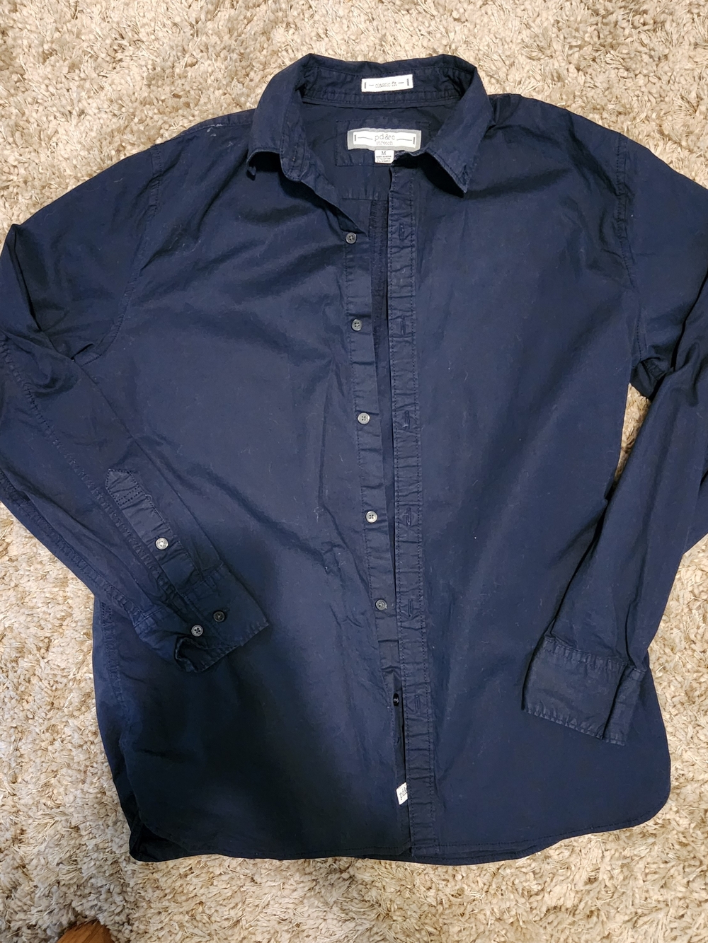 PD&C Men's Navy Long-Sleeve Button-Down Shirt